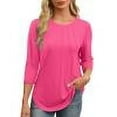thumbnail image 1 of TKLPEHG Long Sleeve Tops for Women Crew Neck Pullover Tops Classic Solid Color Lightweight Fashion Casual Loose Blouse (Hot Pink,XL), 1 of 8