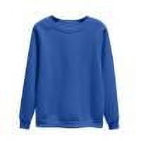 TKLPEHG Long Sleeve Tops for Women Crew Neck Pullover Tops Lightweight Loose Casual Fashion Classic Solid Color Pullover (Blue,XXXL)