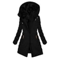 thumbnail image 1 of TKLPEHG Long Winter Coats for Women Fleece Jacket Women Hooded Warm Long Puffer Jacket Long Sleeve Thicken Parka Outwear (Black,XXL), 1 of 7