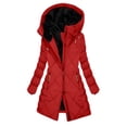 thumbnail image 1 of TKLPEHG Long Winter Coats for Women Fleece Jacket Women Hooded Warm Long Puffer Jacket Long Sleeve Thicken Parka Outwear (Red,XL), 1 of 7