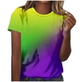 thumbnail image 1 of TKLPEHG Mardi Gras Shirts for Women Short Sleeve T Shirts Festival Print Carnival Basic Tee Tops Women's Casual T-Shirts Daily Wear (Purple,XXL), 1 of 6