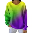 thumbnail image 1 of TKLPEHG Mardi Gras Sweatshirts for Women Purple Long Sleeve Crewneck Sweatshirts Dressy Casual Festival Print Graphic Pullover Holiday Tops (Z01_Green,XXL), 1 of 6
