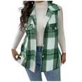 thumbnail image 1 of TKLPEHG Plaid Jacket for Woman Vintage Lapel Sleeveless Warm Waistcoat Long Button Up Fall Jacket Fashion Clothes with Pockets (Green,XXXXXL), 1 of 6