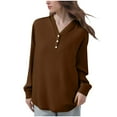 thumbnail image 1 of TKLPEHG Plus Size Tops Dressy Long Sleeve Tops for Women Fashion Casual V Neck Blouses Solid Color Loose Tunic Shirts (Brown,XXXL), 1 of 6