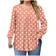 thumbnail image 1 of TKLPEHG Plus Size Tops for Wome Crew Neck Long Sleeve Oversized T-Shirts Dressy Casual Pleaded Tunic Shirts Loose Pullover (Orange,L), 1 of 6