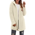 thumbnail image 1 of TKLPEHG Fleece Jackets for Women Open Front Hooded Cardigan Coats Solid Color Long Sleeve Winter Warm Coats Outerwear (Beige,XXL), 1 of 9