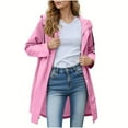 thumbnail image 1 of TKLPEHG Rain Jackets for Women Long Sleeve Hooded Waterproof Raincoat Button Long Rain Coat Outdoor Windbreaker (Pink,S), 1 of 8