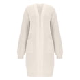 thumbnail image 1 of TKLPEHG Mid Lenght Cardigan Sweaters for Women Fall Open Front Long Sleeve Knitted Versatile Outerwear Cardigans with Pockets (White,L), 1 of 4