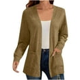 thumbnail image 1 of TKLPEHG Cardigan Sweaters for Women Solid Color Open Front Cardigans Plus Size Trendy Fall Sweaters with Pockets (Khaki,XXXXXL), 1 of 7