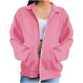 thumbnail image 1 of TKLPEHG Athletic Zip Up Jacket Women Casual Long Sleeve Hoodies Coats Hooded Y2k Jackets Solid Loose Sweatshirts Outerwear (Pink,L), 1 of 9