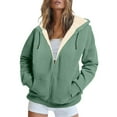 thumbnail image 1 of TKLPEHG Fleece Jacket Women Full Zip Fleece Lined Athletic Hoodies Coats Long Sleeve Thermal Drawstring Hooded Sweatshirts Coats with Pockets (Mint Green,L), 1 of 5
