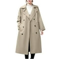 thumbnail image 1 of TKLPEHG Women's Long Trench Coats Double Breasted Long Sleeve Fall Jackets Solid Lapel Pockets Maxi Overcoat Outerwear (Khaki,XL), 1 of 9