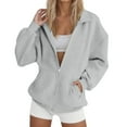 thumbnail image 1 of TKLPEHG Womens Zip Up Hoodies Fall Winter Oversized Hoodie Y2k Casual Cute Hooded Sweatshirts Jacket with Pockets (Gray,XL), 1 of 5