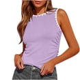 thumbnail image 1 of TKLPEHG Sleeveless Tank Tops for Women Crew Neck Basic Tank Top Lightweight Casual Comfy Summer Clothes Solid Color Fashion Sleeveless T Shirt Loose Blouses (Purple,L), 1 of 7