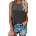 thumbnail image 1 of TKLPEHG Sleeveless Tank Tops for Women Crew Neck Basic Tank Top Sleeveless T Shirt Loose Lightweight Casual Comfy Summer Clothes Solid Color Fashion Blouses (Dark Gray,XL), 1 of 8