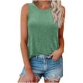 thumbnail image 1 of TKLPEHG Sleeveless Tank Tops for Women Crew Neck Basic Tank Top Sleeveless T Shirt Loose Lightweight Casual Comfy Summer Clothes Solid Color Fashion Blouses (Green,XXL), 1 of 8