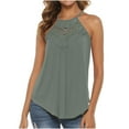 thumbnail image 1 of TKLPEHG Sleeveless Tops for Women Crew Neck Pleated Spaghetti Strap Camisole Tank Top Lightweight Comfy Solid Color Fashion Loose Sleeveless T Shirt Summer Clothes Casual Blouses (Army Green,XL), 1 of 7