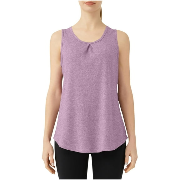 TKLPEHG Sleeveless Tops for Women Crew Neck Sports Breathable Top Casual Fashion Summer Going Out Tops Loose Shirts Sleeveless T Shirts Solid Color Blouses (Purple,S)