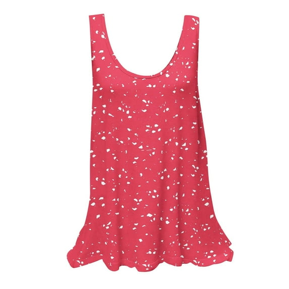 TKLPEHG Sleeveless Tops for Women Crew Neck Tunic Tank Tops Fashion Print Tshirt Dressy Casual Blouses Loose Fitted Summer Womens Clothes (Hot Pink,L)