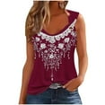 thumbnail image 1 of TKLPEHG Sleeveless Tops for Women Crew Neck Tunic Tank Tops Loose Fitted Summer Fashion Print Tshirt Dressy Casual Blouses Womens Clothes (Wine,XL), 1 of 3