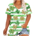 thumbnail image 1 of TKLPEHG St. Patricks Day Shirts Women Crew Neck Plus Size Tops Green Irish Shamrock Print Graphic Tee Short Sleeve Striped Shirt (Z01_Green,XXL), 1 of 5