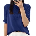 thumbnail image 1 of TKLPEHG Summer Short Sleeve Tops for Women Crew Neck Tunic Shirts Casual Loose Fitted Classic Solid Color Tshirt Basic Tops Summer Blouses (Navy,XXL), 1 of 3