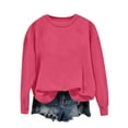 thumbnail image 1 of TKLPEHG Sweatshirt for Women Crew Neck Hoodless Sweatshirts Classic Solid Color Casual Long Sleeve Fashion Loose Lightweight Pullover (Hot Pink,XXL), 1 of 5
