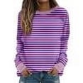 thumbnail image 1 of TKLPEHG Sweatshirts for Women Crew Neck Sweatshirt Lightweight Classic Striped Print Fashion Loose Long Sleeve Casual Pullover (Purple,XXXL), 1 of 5
