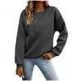 thumbnail image 1 of TKLPEHG Sweatshirts for Women Trendy Crew Neck Sweatshirt Fashion Casual Classic Solid Color Long Sleeve Lightweight Loose Pullover (Dark Gray,M), 1 of 6
