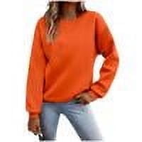 TKLPEHG Sweatshirts for Women Trendy Crew Neck Sweatshirt Fashion Casual Classic Solid Color Long Sleeve Lightweight Loose Pullover (Orange,XS)