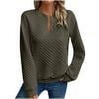 TKLPEHG Sweatshirts for Women V Neck Sweatshirts Pullover Long Sleeve Loose Lightweight Classic Solid Color Fashion Casual Pullover (Army Green,L)