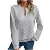 TKLPEHG Sweatshirts for Women V Neck Sweatshirts Pullover Long Sleeve Loose Lightweight Classic Solid Color Fashion Casual Pullover (Gray,S)