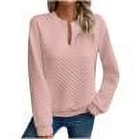 TKLPEHG Sweatshirts for Women V Neck Sweatshirts Pullover Long Sleeve Loose Lightweight Classic Solid Color Fashion Casual Pullover (Pink,M)