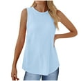thumbnail image 1 of TKLPEHG Tank Top for Women Crew Neck Tunic Top Summer Clothes Lightweight Solid Color Loose Sleeveless T Shirt Fashion Casual Comfy Blouses (Light Blue,M), 1 of 7