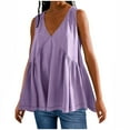 thumbnail image 1 of TKLPEHG Tank Tops for Women 2025 V-Neck Pleated Tank Top Fashion Solid Color Loose Sleeveless T Shirt Casual Comfy Summer Clothes Lightweight Blouses (Purple,M), 1 of 6