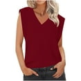 thumbnail image 1 of TKLPEHG Tank Tops for Women 2025 V-Neck Tank Top Sleeveless T Shirt Solid Color Fashion Loose Lightweight Casual Summer Clothes Comfy Blouses (Wine,XL), 1 of 6
