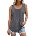 thumbnail image 1 of TKLPEHG Tank Tops for Women Crew Neck Pleated Tank Top Sleeveless T Shirt Summer Clothes Solid Color Fashion Loose Lightweight Casual Comfy Blouses (Gray,XXXL), 1 of 6