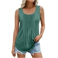 thumbnail image 1 of TKLPEHG Tank Tops for Women Crew Neck Pleated Tank Top Sleeveless T Shirt Summer Clothes Solid Color Fashion Loose Lightweight Casual Comfy Blouses (Green,XXXL), 1 of 6