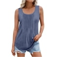 thumbnail image 1 of TKLPEHG Tank Tops for Women Crew Neck Pleated Tank Top Sleeveless T Shirt Summer Clothes Solid Color Fashion Loose Lightweight Casual Comfy Blouses (Navy,XL), 1 of 6