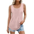 thumbnail image 1 of TKLPEHG Tank Tops for Women Crew Neck Pleated Tank Top Sleeveless T Shirt Summer Clothes Solid Color Fashion Loose Lightweight Casual Comfy Blouses (Pink,M), 1 of 6