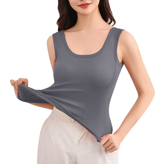 TKLPEHG Tank Tops for Women Crewneck Basic Tank Tops Fashion Comfy Casual Lightweight Sleeveless T Shirts Classic Solid Color Loose Blouses (Gray,Free Size)
