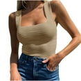 thumbnail image 1 of TKLPEHG Tank Tops for Women Square Neck Basic Tank Top Summer Clothes Solid Color Lightweight Loose Sleeveless T Shirt Casual Fashion Comfy Blouses (Khaki,XXL), 1 of 7