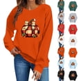 thumbnail image 1 of TKLPEHG Thanksgiving Sweatshirts for Women Crew Neck Pumpkin Graphic Sweatshirt Long Sleeve Loose Fit Fall Fashion Tops Casual Holiday Pullover (Sky Blue,L), 1 of 8