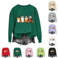 thumbnail image 1 of TKLPEHG Thanksgiving Sweatshirts for Women Fall Pumpkin Coffee Graphic Sweatshirts Fleece Long Sleeve Tops Crewneck Pullover (Army Green,L), 1 of 4
