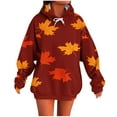 thumbnail image 1 of TKLPEHG Thanksgiving Sweatshirts for Women Long Sleeve Hoodies Oversized Baggy Fall Fashion Y2k Sweatshirts Soft Comfy Clothes Pullover (Wine,M), 1 of 5