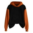 thumbnail image 1 of TKLPEHG Thanksgiving Sweatshirts for Women Long Sleeve Hoodies Plus Size Color Block Hooded Thanksgiving Tops Fashion Comfy Pullover (Black,L), 1 of 4