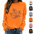 thumbnail image 1 of TKLPEHG Thanksgiving Tops for Women Maple Leaf Graphic Sweatshirt Long Sleeve Crew Neck Loose Fit Casual Fashion Daily Pullover (Light Blue,XL), 1 of 6