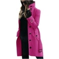 thumbnail image 1 of TKLPEHG Trench Coat Women Fall Fashion Coat Casual Long Sleeve Long Jacket Lapel Button Trench Coat (Hot Pink,S), 1 of 6