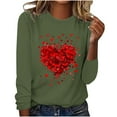 thumbnail image 1 of TKLPEHG Valentines Day Shirts Womens Long Sleeve Crewneck Heart Graphic Tee Spring Fashion Casual Comfy Outfits (Army Green,XXXL), 1 of 4