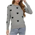 thumbnail image 1 of TKLPEHG Valentines Day Sweaters for Women Cute Heart Sweaters Knitted Crewneck Pullover Loose Long Sleeve Trendy Casual Fall Winter Tops (Gray,M), 1 of 6
